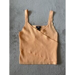 PAIGE Cindry Crossover Sweater Tank Top In Light‎ Orange Peel Wrap Front Large
